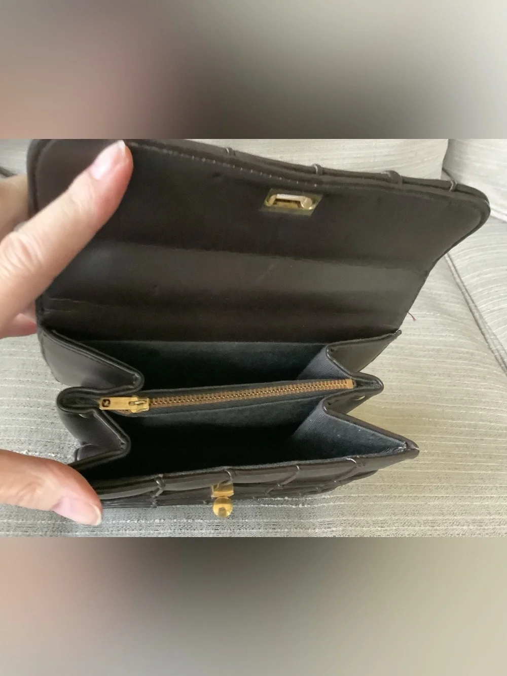 Vintage Black Quilted Top-Handle Women's Bag with Gold Turn-Lock